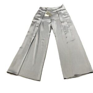 Alberta Ferretti 100% Silk High Waist Wide Leg Trousers Gray IT40 Italy